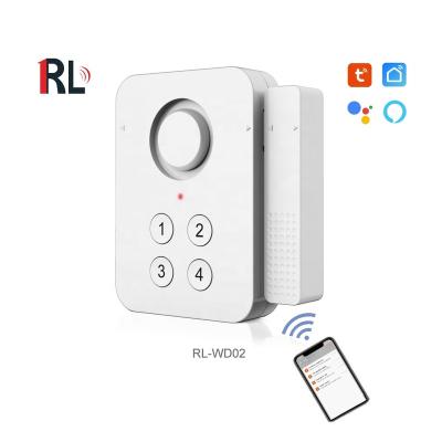 China WD02 Tuya easy wifi keypad controlled door alarm sensor with siren sound and can control by code for sale