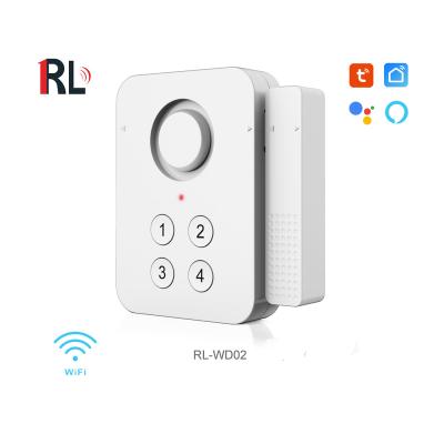 China Tuya indoor home alarm system wifi keypad controlled door alarm sensor with siren sound and can control by code for sale