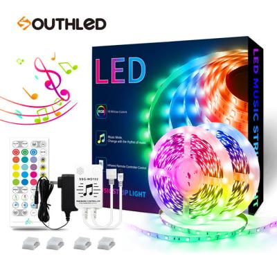 China Amazon Hot Sale Residential LED Strip Kit Music Sync Remote Control 5050 RGB LED Lights for sale