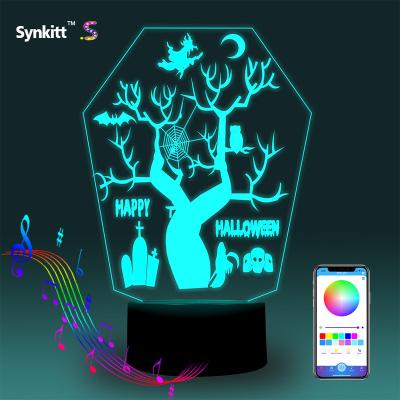 China Indoor Led Optical Illusion Happy Lamp Night Light Kids 3D Halloween Festival Lights For Halloween Decoration Best Gift For Kids for sale