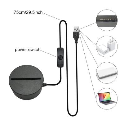 China Change Light Optical 3D Visual Illusion Lighting Base 3 Colors Usb Cable With Black Switch Holder With Cheapest Price for sale