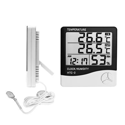 China Quick Response Digital Indoor Hygrometer Clock Household Thermometer HTC-2 for sale