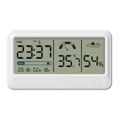 China Quick Response Larger LCD Digital Temperature Humidity Meter With Alarm Clock Hygrometer With Backlight YS201 for sale