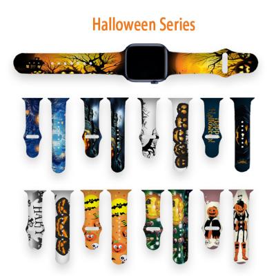 China Rubber For iWatch 42/44mm Watch Strap Link Dye Silicone Soft Rubber Printed Watch Band For Apple Watch Band for sale