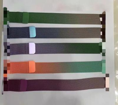 China Breathable Designer Gradient Solo Loop Magnet Strap Stainless Steel Milanese Watch Band For iPhone Apple Watch 44mm Band for sale