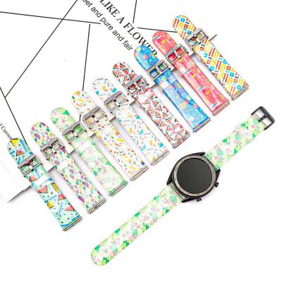 China Breathable for Samsung gears3 Huawei smart watch band GT/GT2 with 22mm creative printing leather strap for sale