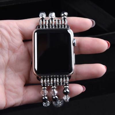 China Stainless Steel Agate Buckle Jewelry Watch Bands Pendant Bracelet For iWatch 5 4 Series Se 6 for sale