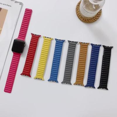 China Se Leather Luxury Solo Loop iWatch S6 Leather Magnetic Watch Band For Apple Watch Band 38mm 42mm for sale