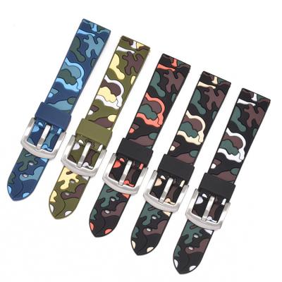 China 20mm 22mm Breathable Outdoor Sports Camouflage Silicone Band For Samsung Smart Watch Band for sale