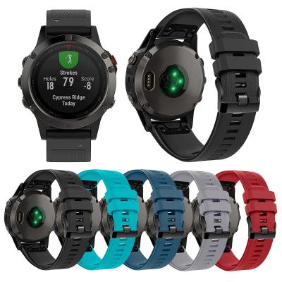 China Silicone Watch Band Solid Color TPU Silicone Replacement Breathable Strap For Garmin/Garmin Fenix ​​5 for sale