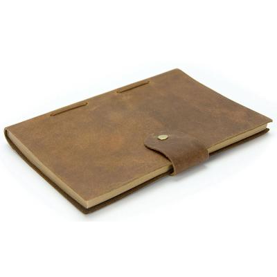 China Kraft Paper Custom Engraved A5 Hardcover Embossed Kraft Paper Cover Genuine Leather Bound Journal Vintage Handmade Travelers Writing Notebook for sale