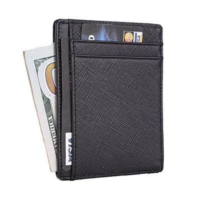 China RFID Blocking Business Card Case Genuine Leather Back Holder RFID Front Pocket Wallet Minimalist Custom Wholesale Slim Wallet For Men for sale