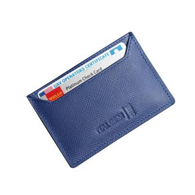 China Premium Saffiano Slim Wallet Card Case Minimalist Fashion Travel Leather Card Holder for Women and Men for sale