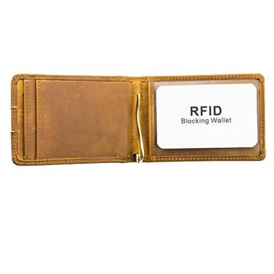 China RFID Blocking Minimalist Vintage Full Grain Leather Front Pocket Wallet Slim Money Clip Bifold Wallet for sale