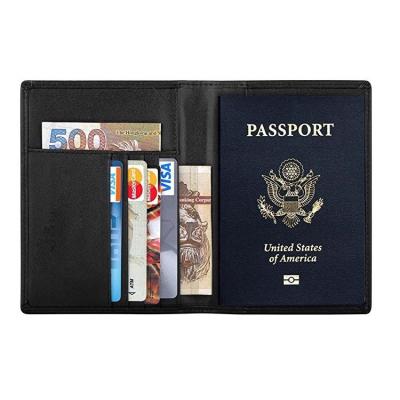 China RFID Blocking Card Wallet Custom Multifunctional Personalized RFID Blocking Passport Holder Wallet Travel Wallet Genuine Leather Slim Case for sale