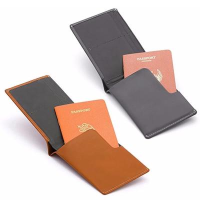 China Wholesale Genuine Leather Ticket Passport Orgonizer Men Family RFID Blocking Ticket Documents Passport Holder Wallet Personalized Travel Wallet Organizer for sale