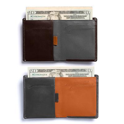 China RFID Blocking Minimalist Credit Card Holder Custom Private Label Genuine Leather Slim Wallet RFID Blocking Slim Wallet for sale