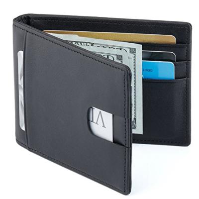 China RFID Blocking High Quality Grain Genuine Leather Rfid Money Clip Wallet Full Grain Blocking Ultra-thin Minimalist Money Clip Wallet For Men for sale