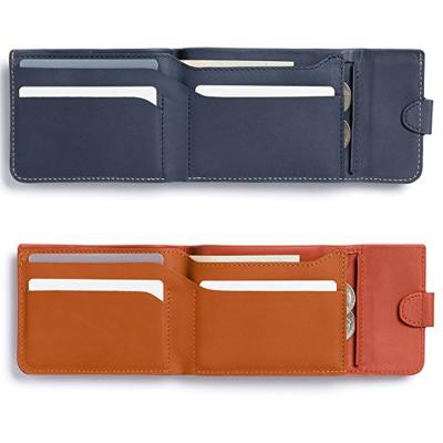 China RFID Blocking Men's Creative Rectangle Leather Top Grain RFID Blocking Minimalist Credit Card Holder Bifold Wallet With Coin Slot for sale