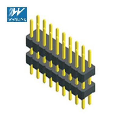 China PCB HY1005-11 2.54mm Pin Male Header Dual Row Stack Connector V/T Type With Post CE ROHS for sale