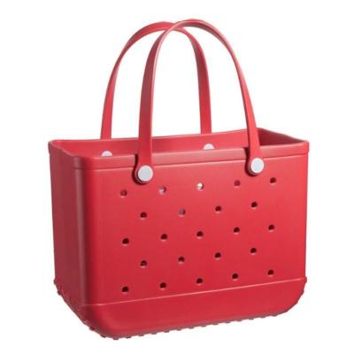 China Wholesale Customization Women Beach Eva Plastic Silicone Bag With Big Holes Fashion Waterproof Totes Tote Bags Custom Summer Rubber for sale