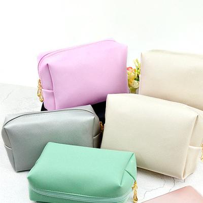 China Customized Fashion Bulk Zippered Lady's Little Travel Cosmetic Makeup Storage PVC Leather Toiletry Pouch Bag Wholesale for sale