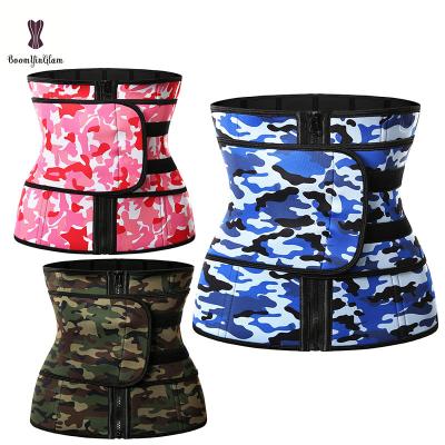 China Army Green Plus Size Front Zip Colombia Belts Private Label Neoprene Latex Waist Trainer Red Blue Exercise Sweat Belt for sale