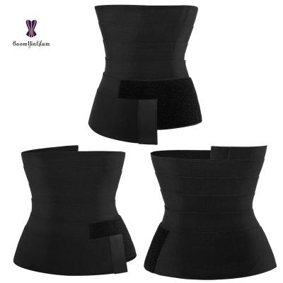 China 4M Sauna Trainer Slimming Antibacterial Antibacterial Waist Trimmer Tummy Black Wrap Around Waist Trainer Bandage Belt With Stretched Waist Trainer for sale