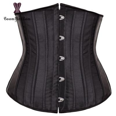 China Cupless Bustier Satin Color Women Firm Firm Belly Control Lace Up Waist Training Corset 26 Steel Bones for sale