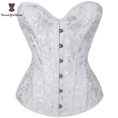 China China Manufacturer Antibacterial Lingerie Jacquard Overbust Floral Antibacterial Full Top Women's Body Shapewear White Korsett Corset Body Shapewear for sale