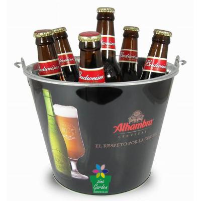 China Galvanized Ice Cooler Stocked 5 Quart Color Metal Bucket With Bottle Openers And CMYK Logo for sale