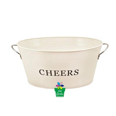 China Customized Round Party Beverage Tub Drink Cooler And Stocked Ice Bucket Summer Wine Barrel for sale