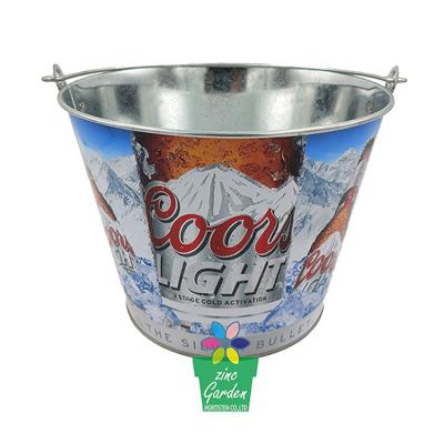 China Viable personalized logo bar ice metal tin wine bucket beer bucket with handle for party for sale