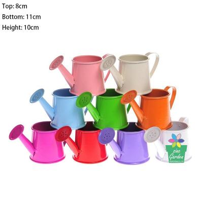 China Morden Fancy Galvanized Steel Watering Can Small Mini Zinc Colorful Watering Can For Kid Toy for sale