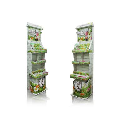 China Customize Hot Sale Shop Supermarket Foodstuff Floor Cardboard Promotional Free Standing Display Stand for sale