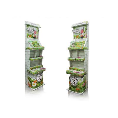 China Customize Professional Production Supermarket Display Stand Cardboard Floor Display Compartment Shelve Display Stand for sale