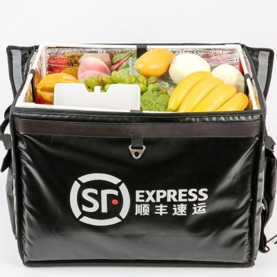 China Insulated Food Carrier Bag For Shipping Frozen Food Black Large Takeaway Delivery Package Bag Heavy Duty Cooler for sale