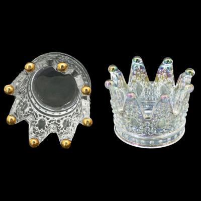 China For Smoking Wholesale 60*50MM Crown Shape Glass Smoking Smoke Ash Holder Cigarette Butt Cigar Ashtray for sale