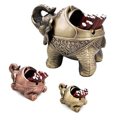 China New Zinc Alloy Ashtray Windproof Creative Smoking Ash Holder Cigarette Accessories Metal Elephant Shape Cigarette Holder Ashtray Style for sale