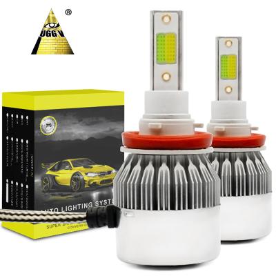 China Aluminum Alloy C6 LED Headlight Led Headlights H11 H7 H4 9005 Lime Green And White Light Car 72W Auto Lighting System for sale