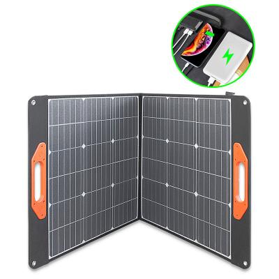 China 100 Watts 18 van de Draagbare Zonnepaneelvolts Uitrusting die (22x21-duim) Zonne Monocrystalline Lader vouwen omvatten 2 USB-Output Te koop