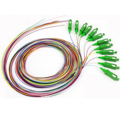 China Ftth fttx 12 color / fiber optic pigtail SM MM MM OM2 OM3 OM4 12core ST E2000 single mode LC FC SC UPC APC core patch cord ribbon for sale