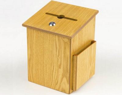 China Wooden Suggestion Box w/ Sign Holder, Side Pocket, Wall or Counter for sale