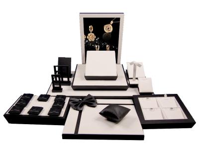 China High Glossy Black Wooden Window Jewelry Display Set Jewellery Display Stand for sale