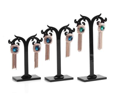 China 3pcs Set Tree Shape Black Earring Display Plexiglass Jewellery Earring Rack for sale