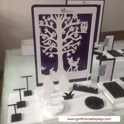 China CounterJewelry Display Set Customized  Design White & Black Acrylic Stand  for Showcase for sale