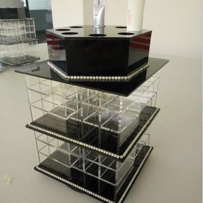 China Acrylic Makeup Organizer for Cosmetics Compartment Plexiglass Cosmetics Display Case for sale