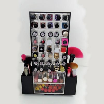 China Acrylic Makeup Organizer for Brush Compartment Plexiglass Rotating Lipstick Display for sale