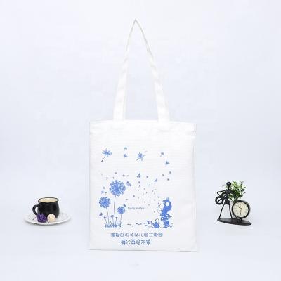 China Recyclable Cheap Wholesale Cartoon Screen Printing Portable Gift Cotton Canvas Advertising Bag for sale