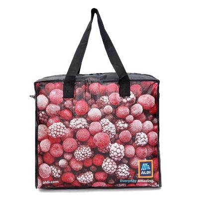 China Large Capacity Recyclable Outdoor Picnic Heat Preservation Bag Portable Supermarket Shopping Ice Bag With Zipper for sale